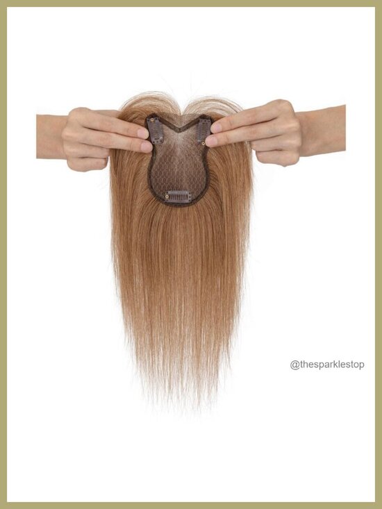 3D Clip in Hair Topper with Wispy Bangs 11 inch Human Hair